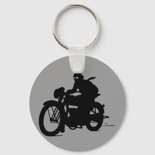 Vintager Motorrad Man Silhouette Klassischer Schlü Schlüsselanhänger (Vorderseite)