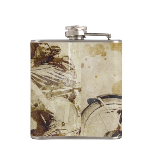 Vintager Motorrad-Reiter Flachmann (Rückseite)