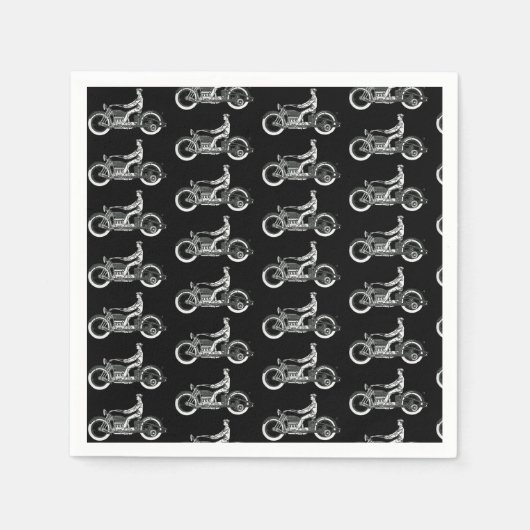Vintager Motorradfahrer Antiker Fahrzyklus Serviette (Vorderseite)