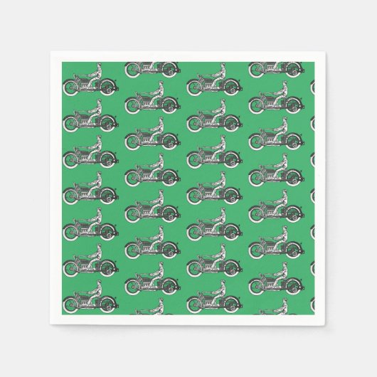 Vintager Motorradfahrer Antiker Fahrzyklus Serviette (Vorderseite)