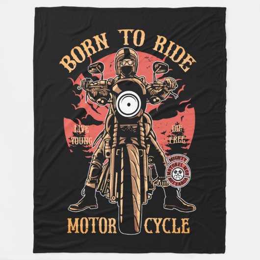 Vintager Motorradfahrer Fleecedecke (Vorderseite)