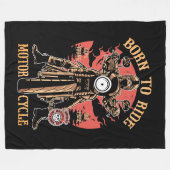Vintager Motorradfahrer Fleecedecke (Vorderseite (Horizontal))