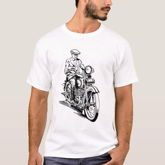 Vintager Motorradfahrer T-Shirt (Vorderseite)