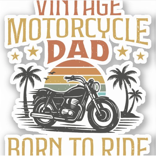 Vintager Motorradpapa geboren Aufkleber (Vorderseite)