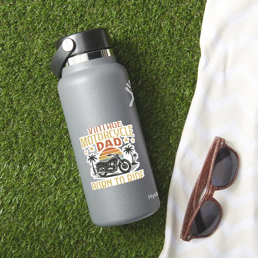 Vintager Motorradpapa geboren Aufkleber (HydroFlask Insitu)