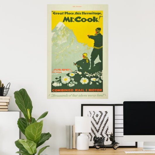 Vintager Mount Cook Neuseeland Wandern Poster (Heimbüro)