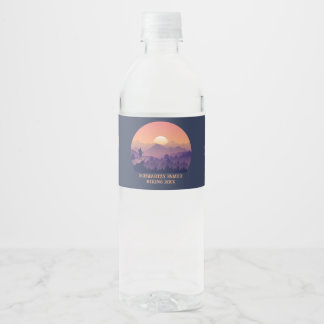 Vintager Mountain Forest Wiker's Sunset Wasserflaschenetikett
