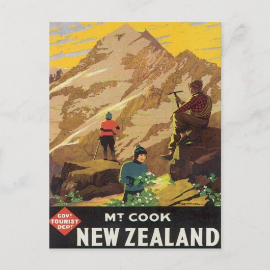 Vintager Mt.Cook Neuseeland Postkarte (Vorderseite)