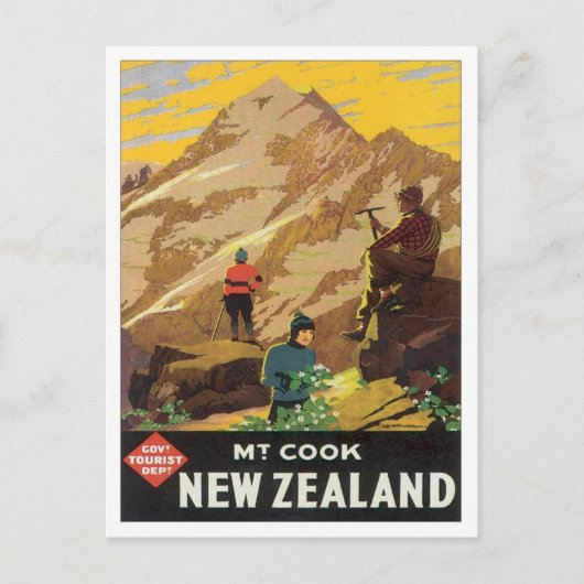 Vintager Mt.Cook Neuseeland Postkarte (Vorderseite)