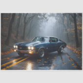 Vintager Muscle Car Fall Forest Highway Seidenpapier (Vorderseite)