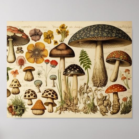 Vintager Mushroom-Cocktail Poster (Vorne)