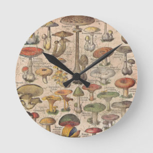 Vintager Mushroom-Guide Runde Wanduhr