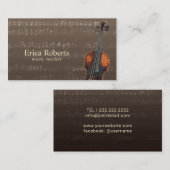 Vintager Musiklehrer für Geigermusik Visitenkarte (Vorne/Hinten)