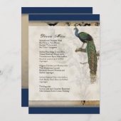 Vintager Musiknoten-Kandelaber-Strudel des Pfau-6 Menükarte (Vorne/Hinten)