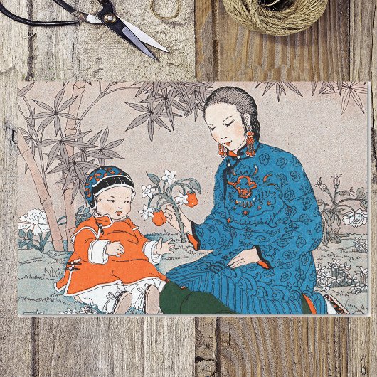 Vintager Muttertag der Blume der asiatischen Mutte Seidenpapier