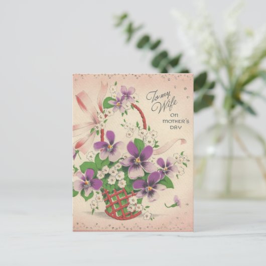Vintager Muttertag für Ehefrau Postkarte (Stehend Vorderseite)