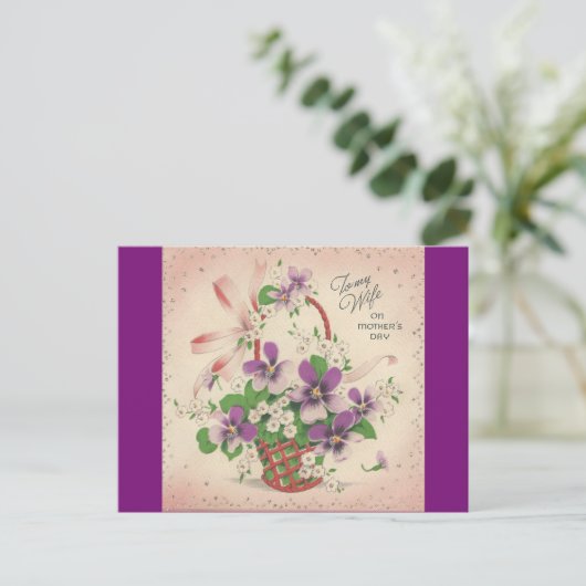 Vintager Muttertag für Ehefrau Postkarte (Stehend Vorderseite)