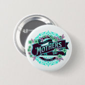 Vintager Muttertag Grün Lila Blüte Button (Vorne & Hinten)