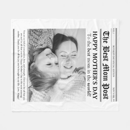 Vintager Muttertag im Zeitungsstil Fleecedecke (Vorderseite (Horizontal))