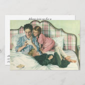 Vintager Muttertag, Kinder, die Karten im Bett les (Vorne/Hinten)