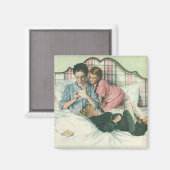 Vintager Muttertag, Kinder, die Karten im Bett les Magnet (Vorderseite/Rückseite)