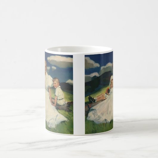 Vintager Muttertag, Mama mit Kindern Kaffeetasse (Mittel)