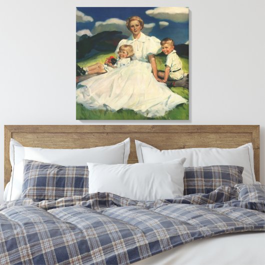 Vintager Muttertag, Mama mit Kindern Leinwanddruck (Insitu (Schlafzimmer))