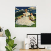 Vintager Muttertag, Mama mit Kindern Poster (Heimbüro)