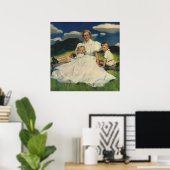 Vintager Muttertag, Mama mit Kindern Poster (Heimbüro)