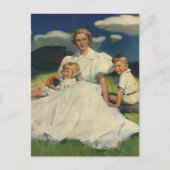 Vintager Muttertag, Mama mit Kindern Postkarte (Vorderseite)