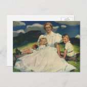 Vintager Muttertag, Mama mit Kindern Postkarte (Vorne/Hinten)