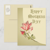 Vintager Muttertag mit rosafarbener Postkarte (Vorne/Hinten)