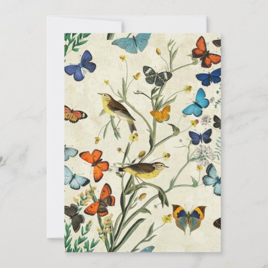 Vintager Muttertag Schmetterlinge Vögel Einladung (Rückseite)