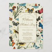 Vintager Muttertag Schmetterlinge Vögel Einladung (Vorne/Hinten)