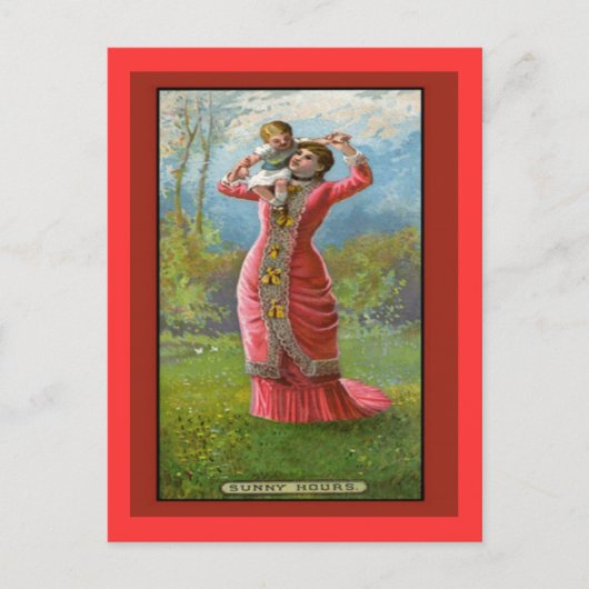 Vintager Muttertag Sonnige Stunden Postkarte (Vorderseite)