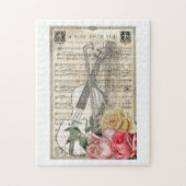 Vintager Muttertag Violinmusik mit Rose Puzzle (Vertikal)