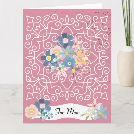 Vintager Muttertagsrahmen mit Blume Karte (Vorderseite)