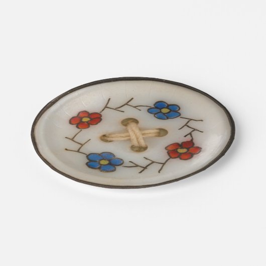 Vintager Nähknopf Rundpapierplatte Pappteller (Schrägansicht)