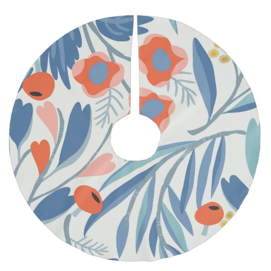 Vintager, nahtloser, botanischer Hintergrund. Polyester Weihnachtsbaumdecke (Vorderseite)