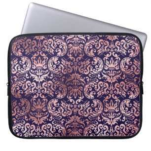 Vintager, nahtloser Damast Rose Goldfolie Laptopschutzhülle