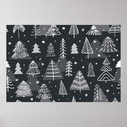 Vintager, nahtloser Hintergrund mit Weihnachtsbäum Poster (Vorne)