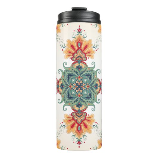 Vintager nahtloser Hintergrund. Schöne Blumengesch Thermosbecher (Vorderseite)