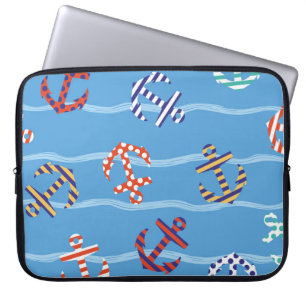 Vintager Nahtloser Musteranker auf einem Hintergru Laptopschutzhülle
