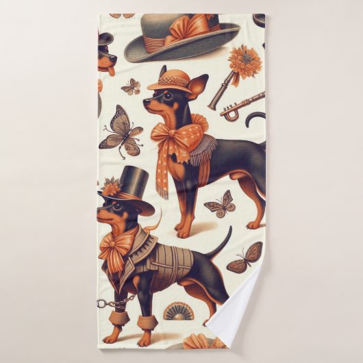Vintager nahtloser Pinscher Badehandtuch (Badehandtuch)
