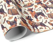Vintager nahtloser Pinscher Geschenkpapier (Rolleneckpunkt)