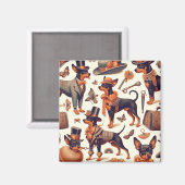 Vintager nahtloser Pinscher Magnet (Vorderseite/Rückseite)