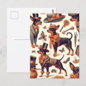 Vintager nahtloser Pinscher Postkarte (Vorne/Hinten)