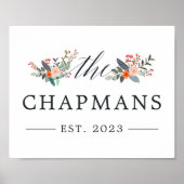 Vintager Name der Personalisierten Blumenfamilie Poster (Vorne)
