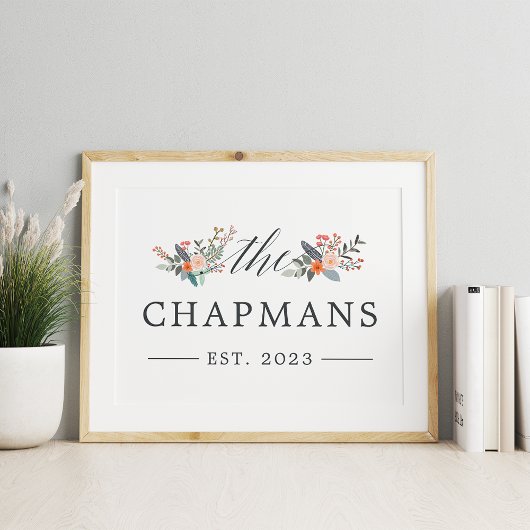Vintager Name der Personalisierten Blumenfamilie Poster