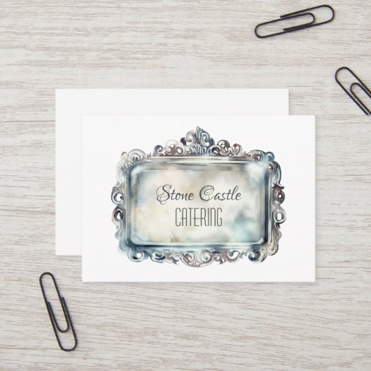 Vintager Name des Silbertabletts Verziert Elegante Visitenkarte (Vorderseite/Rückseite Beispiel)